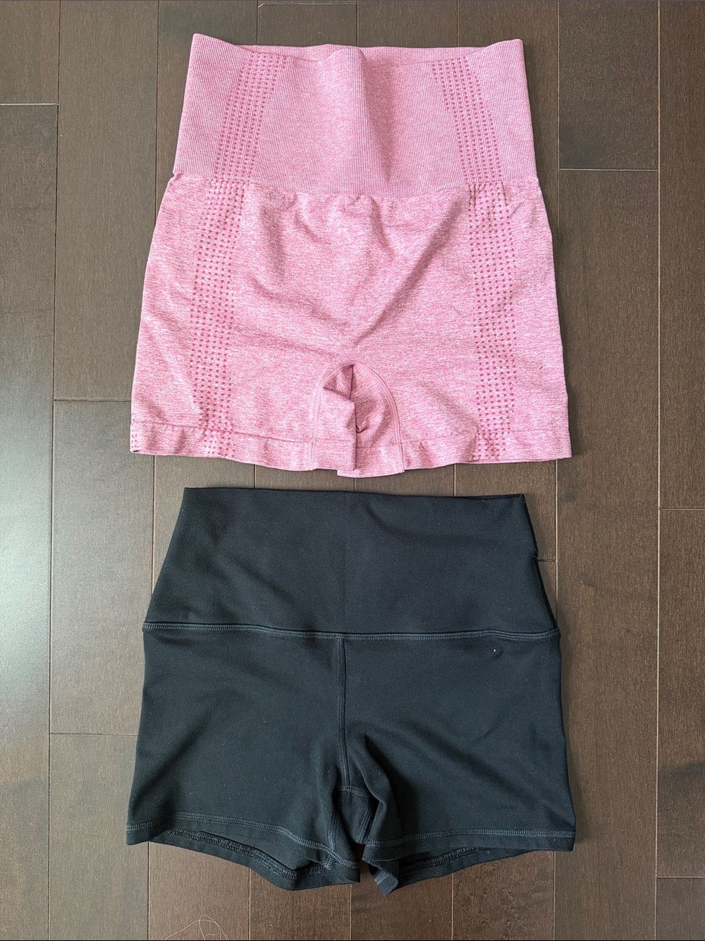 Two pairs sz SM Pink and Black Women's High-Waist Spandex Shorts